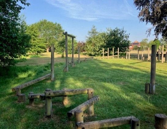 Wooden play trail at Southons Field